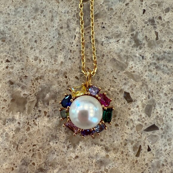 NWT KATE SPADE CANDY SHOP PEARL HALO PENDANT - Picture 1 of 3
